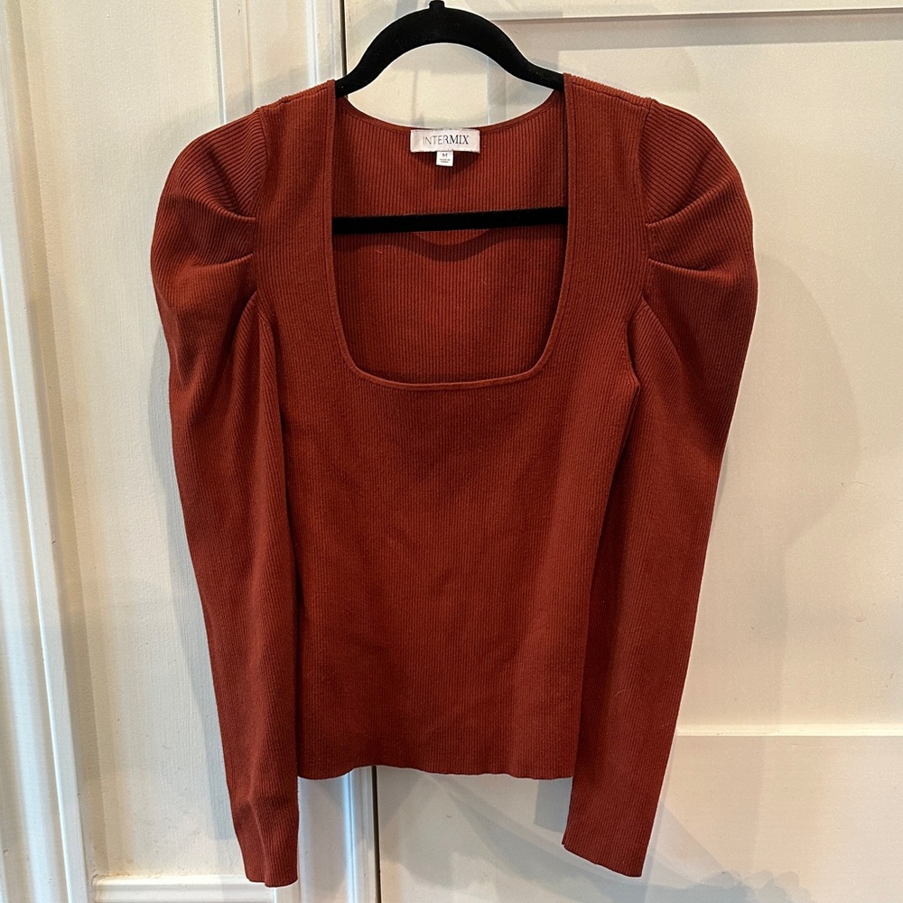 INTERMIX Rust Square Neck Top